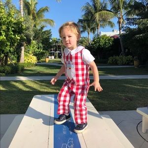 Reversible Appliqué santa/ pumpkin jumpsuit. 3T